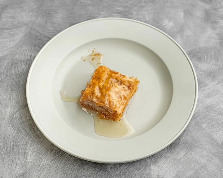 Golden layers of baklava pastry